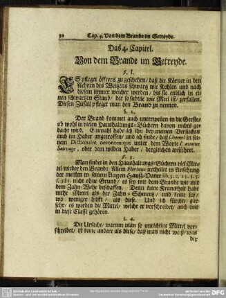 Das 4. Capitel. Von dem Brande im Getreyde