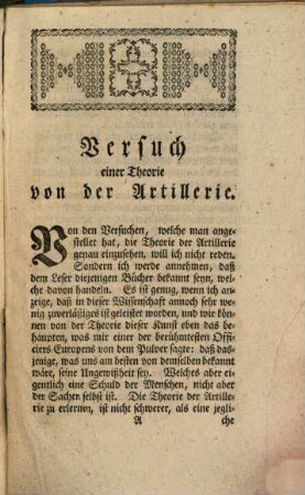 Versuch einer Theorie der Artillerie