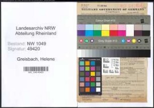 Entnazifizierung Helene Greisbach , geb. 06.02.1889 (Gesangslehrerin)