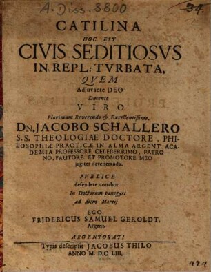 Catilina Hoc Est Civis Seditiosus In Repl. Turbata