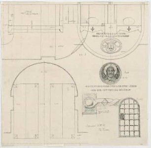 Fischer, Theodor; Worms - Herrnsheim; Grab Frhr. Heyl zu Herrnsheim - Grundriss, Ansichten, Details