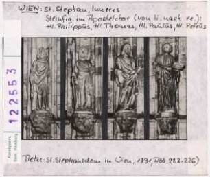 Wien, Stephansdom: Inneres, Apostelchor, von li. nach re: Hl. Philippus, Hl. Thomas, Hl. Paulus, Hl. Petrus