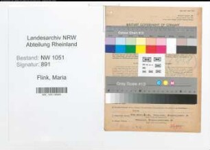 Entnazifizierung Maria Flink , geb. 11.01.1902 (Geschaeftsfrau)
