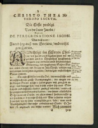 Christo Theanthropo Sacrum. Die Erste predigt Von der Leiter Jacobs ...