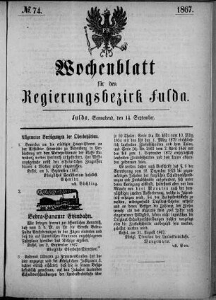 Nr. 74, Ausgabe vom 14. September 1867