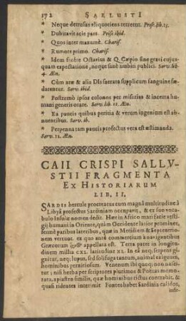 Caii Crispi Sallustii Fragmenta Ex Historiarum Lib. II.