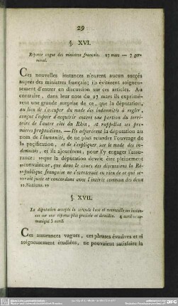§. XVI. Réponse vague des ministres français. 27 mars, 7 germinal