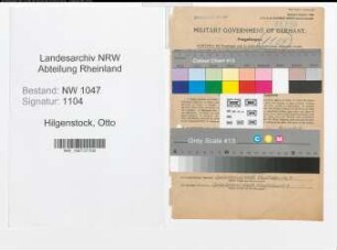 Entnazifizierung Otto Hilgenstock , geb. 12.08.1902 (Lehrer)