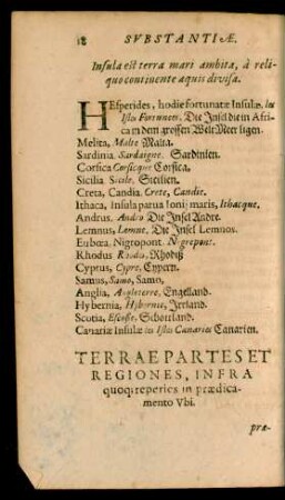 Terrae Partes Et Regiones, Infra quoq[ue] reperies in praedicamento Ubi.