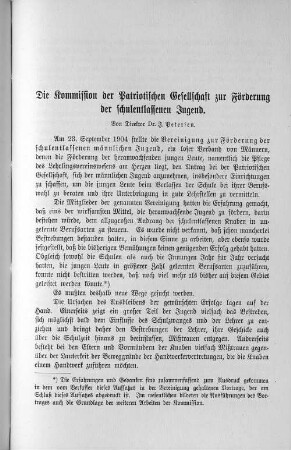 Die Kommission der Patriotischen Gesellschaft zur Förderung der schulentlassenen Jugend.