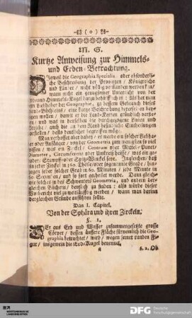 Kurtze Anweisung zur Himmels- und Erden-Betrachtung.