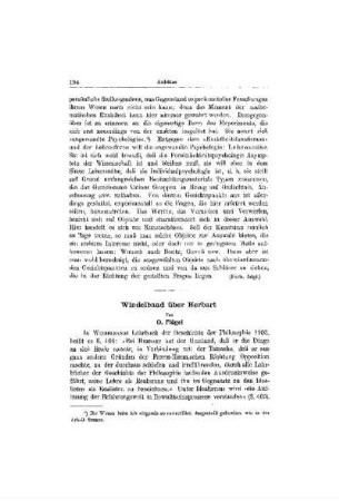 Windelband über Herbart