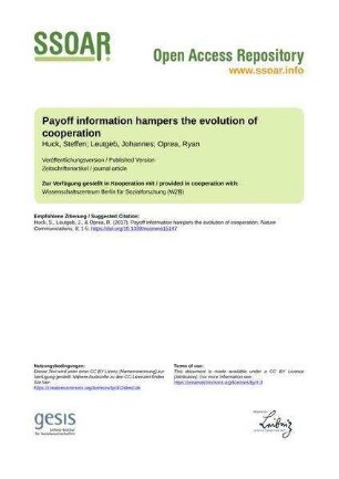 Payoff information hampers the evolution of cooperation