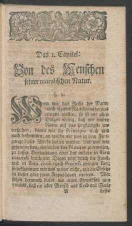Das 1. Capitel: Von des Menschen seiner moralischen Natur