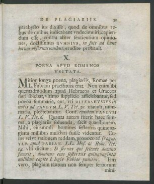 X. Poena Apud Romanos Usitata.