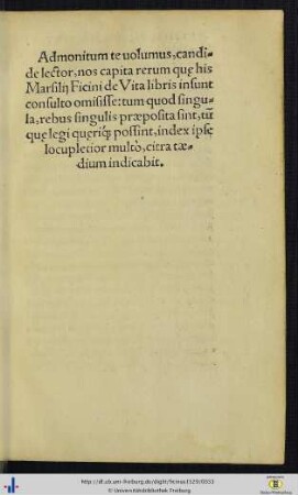 Admonitium te volumus …