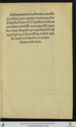 Admonitium te volumus …