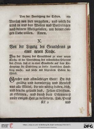 X. Von der Legung des Grundsteins zu einer neuen Kirche