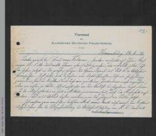 Brief von Antonie Traun an Dorothee von Velsen