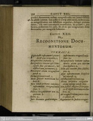Caput XXII. De Recognitione Documentorum