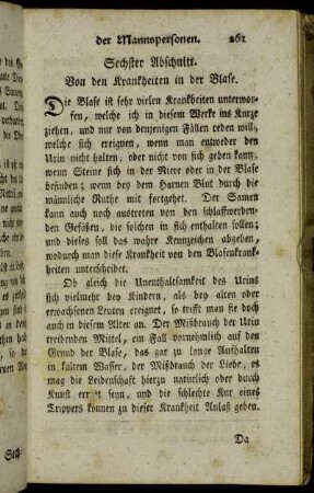 Sechster Abschnitt. Von den Krankheiten in der Blase.