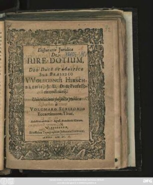 Disputatio Iuridica De Iure Dotium