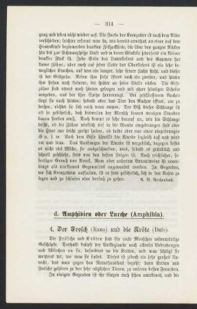d. Amphibien oder Lurche (Amphibia).