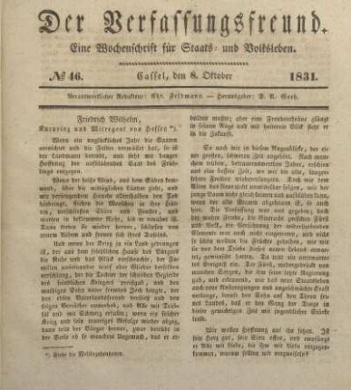№ 46. Cassel, den 8. Oktober 1831.