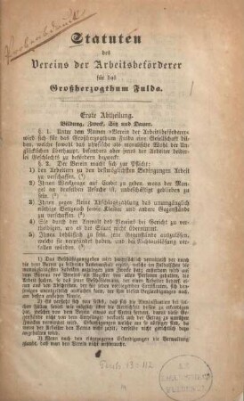 Erste Abtheilung. Bildung, Zweck, Sitz und Dauer.