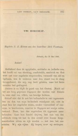 78e brief. Kapitein H. J. Heimes aan den kontrôleur Dirk Voortman