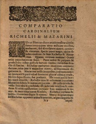 Cardinalium Richelii et Mazarino Comparatio