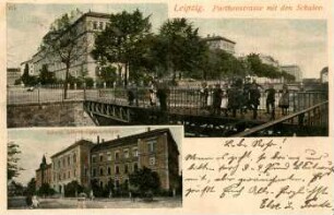 Leipzig: Parthenstrasse mit Schulen, König Albert-Gymnasium