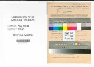 Entnazifizierung Martha Behrens , geb. 12.12.1898 ()