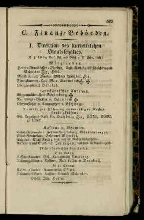 Direktion des kurhessischen Staatsschatzes