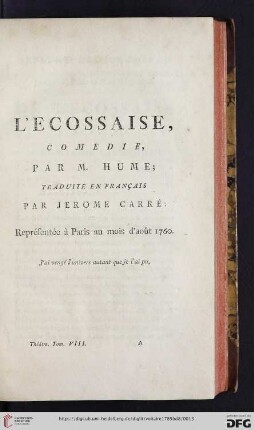 L'ecossaise, comedie