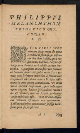Philippus Melanchthon Friderico Myconio S. D.