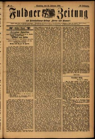 Erste Ausgabe vom Samstag, den 22. Februar 1896.