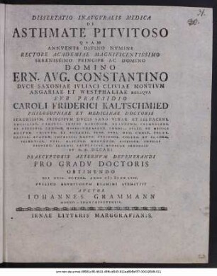 Dissertatio Inauguralis Medica De Asthmate Pituitoso