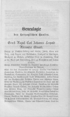 Genealogie des Herzoglichen Hauses