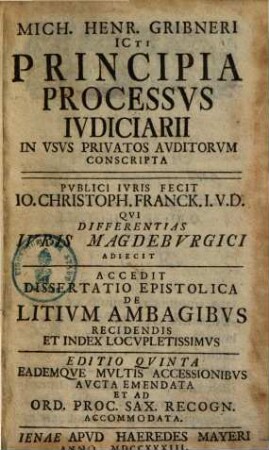 Principia processus iudiciarii ...