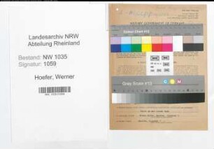 Entnazifizierung Werner Hoefer , geb. 01.10.1900 (Magazingehilfe)