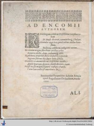 Ad Encomii Authorem.