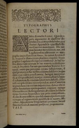 Typographus Lectori.