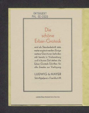 Leichte Erbar-Grotesk Extra Garnitur