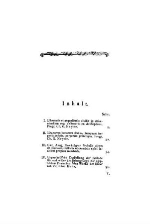 Inhalt : des Dritten Bandes, erstes Stück 1794