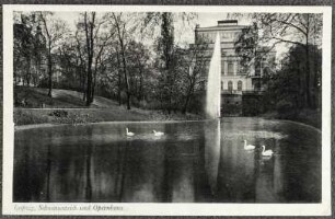 Leipzig, Schwanenteich und Opernhaus