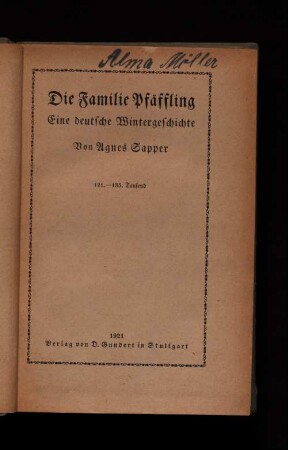 Die Familie Pfäffling : eine deutsche Wintergesch.
