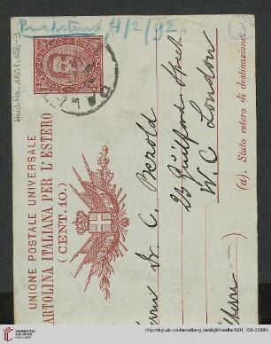 Postkarte von Otto Puchstein an Carl Bezold