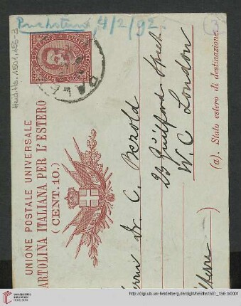 Postkarte von Otto Puchstein an Carl Bezold