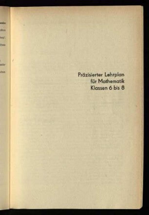 Präzisierter Lehrplan für Mathematik Klassen 6 bis 8